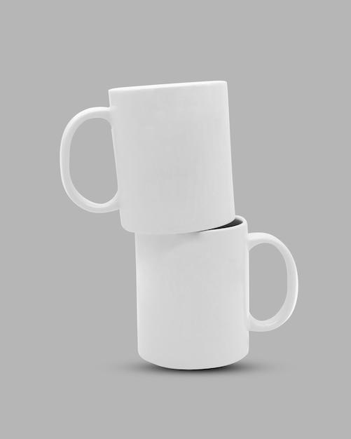 two white cups on top of each other on a gray background