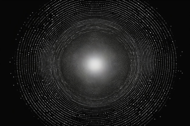 Unveiling the Raw Beauty Exploring the Radial Grungy Halftones of White Dots on Black Background