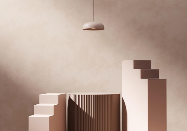 Ürün Sergileme Vitrini için Soyut Minimal Modern Podyum Platformu 3D Render