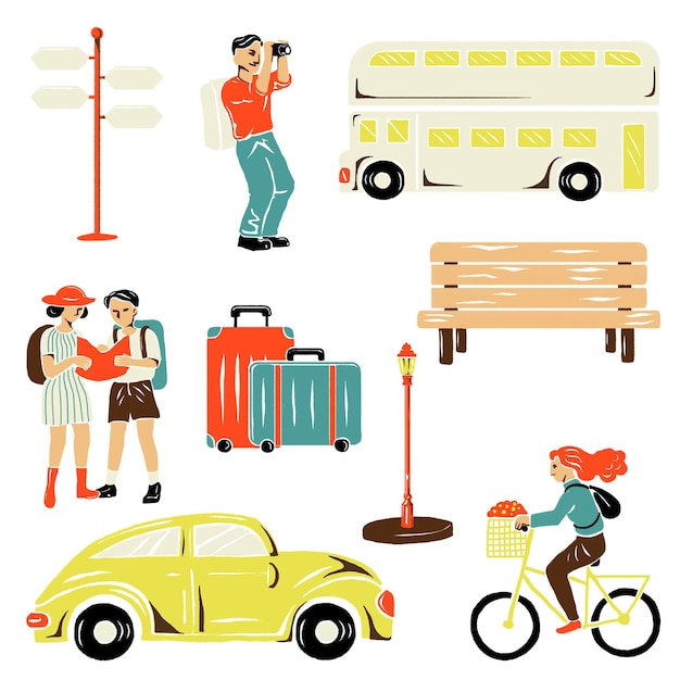 Vacation sticker png in the city set