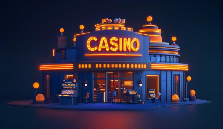 Vibrant NeonLit Luxury Casino Exterior at Night