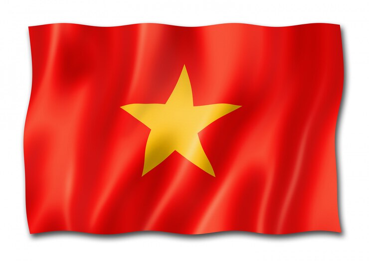 Vietnam bayrağı beyaz üzerine izole edilmiş