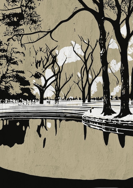 Vintage Central Park İllüstrasyonu
