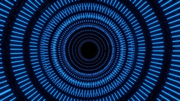 Vj abstract blue line tunnel across time 3d rendering