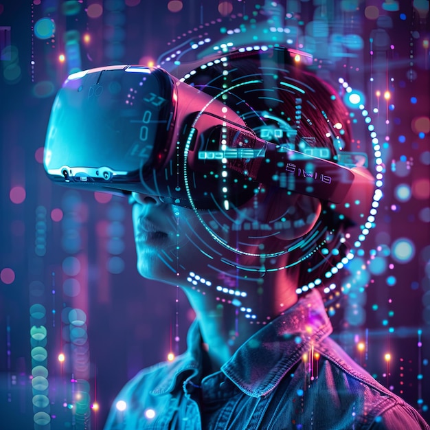 VR ve AR gözlükleri kullanan bir kişi