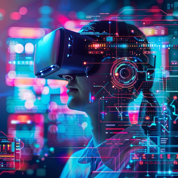 VR ve AR gözlükleri kullanan bir kişi