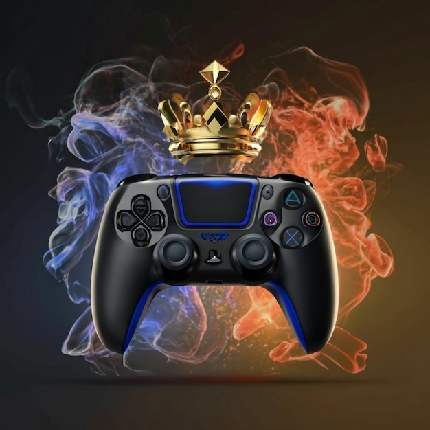 Wallpaper style gamepad portrait decorated with colored lights or colored smoke
