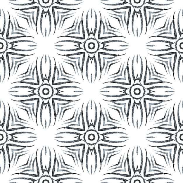 Watercolor medallion seamless border Black and