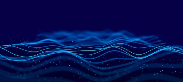 Wave of dots and weave lines Abstract background Network connection structure