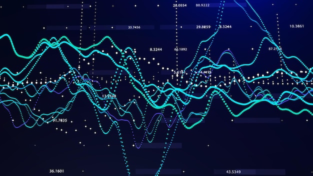 wave of particles abstract background with a dynamic wave big data vector illustration