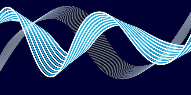 wave on a dark abstract background shiny moving lines design element