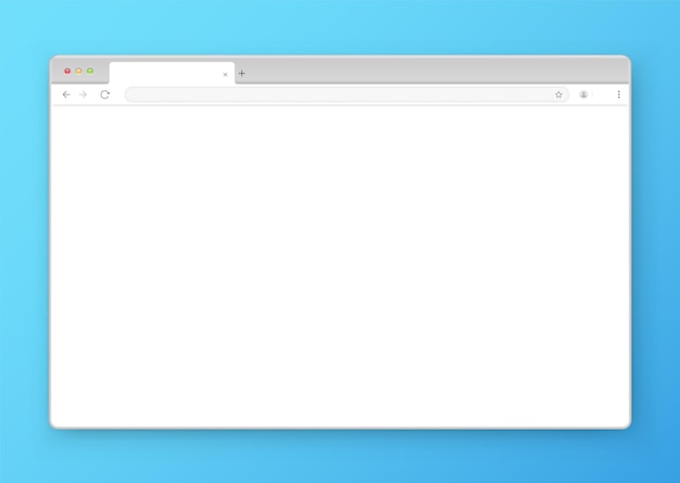 Web browser window design on a blue background vector frame of a website template with a shadow