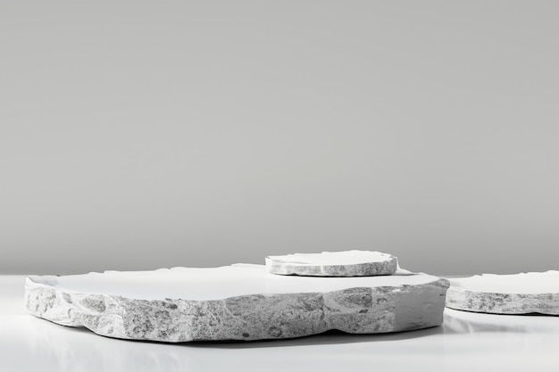 White pieces of stone slabs forming a product podium for product display Mockup for exhibitions