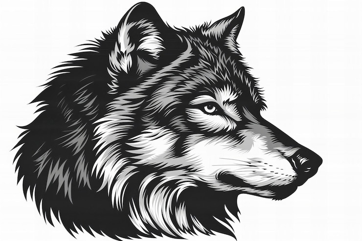 Wolf head on a white background isolated graphic logo