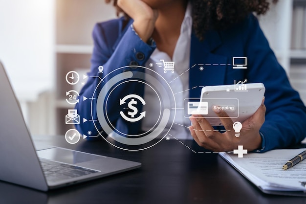 Women are using calculators to calculate office income