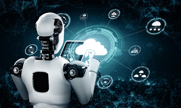 xai ai robot using cloud computing technology to store data on online server