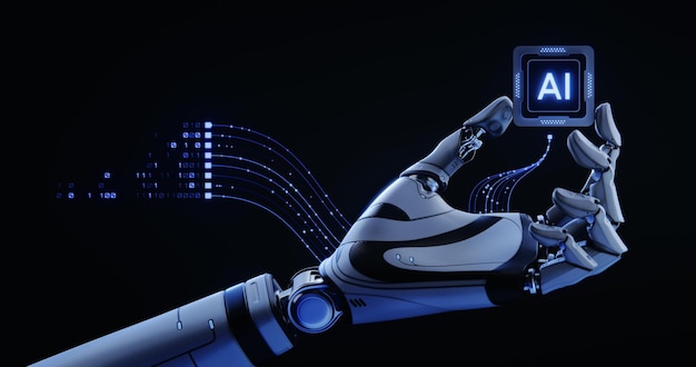 Yapay zeka ve sinir ağları, AI’ya sahip bir işlemci tutan robot