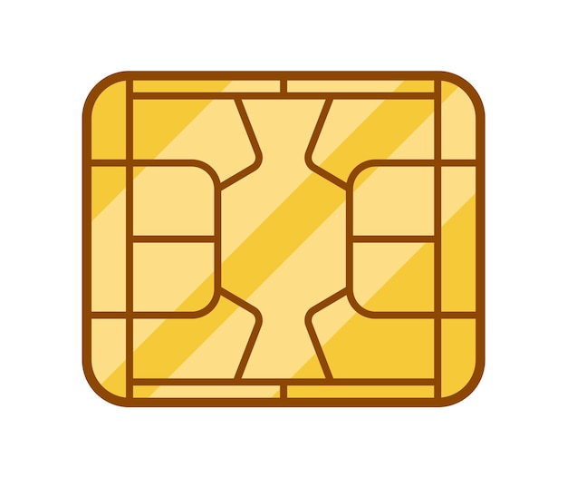 Yellow Sim Card With Circuit Elements Pattern Circuitry And Connectors Isolated On White Background
