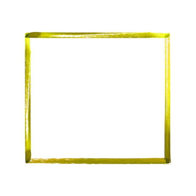 Yellow watercolor grunge frame. Hand drawn watercolour vintage abstract yellow textured brush strokes frame isolated on white background
