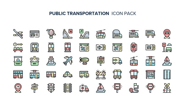 Mezzi di trasporto pubblico Icone Premium