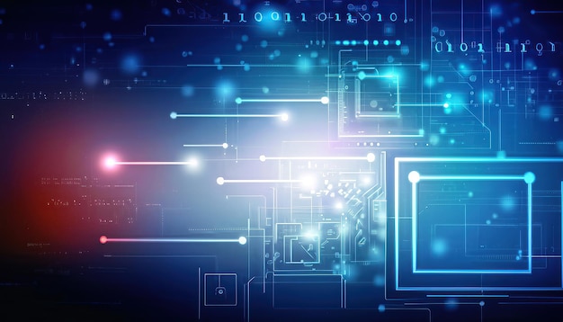 2d illustration Abstract futuristic electronic circuit technology background