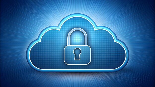 2D vector as Cloud security icon with a lock concept as Vector illustration of a cloud security icon