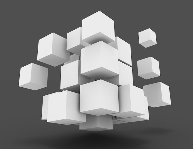 3D-abstrakteja kuutioita. Liiketoimintakonsepti