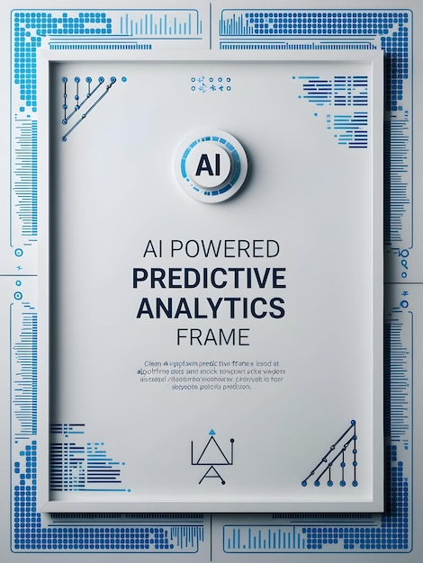 3D AI Powered Predictive Analytics Frame A clean border frame with data graphs and algorithmic patte