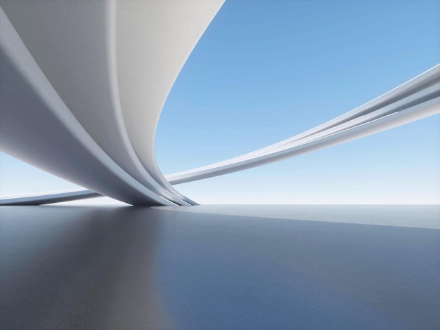 3d architecture building abstract white background empty space platform 3d interior white background