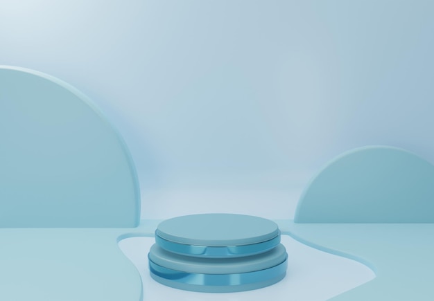 3D blue Podium Minimal Abstract geometry shape background minimalist mockup scene for product