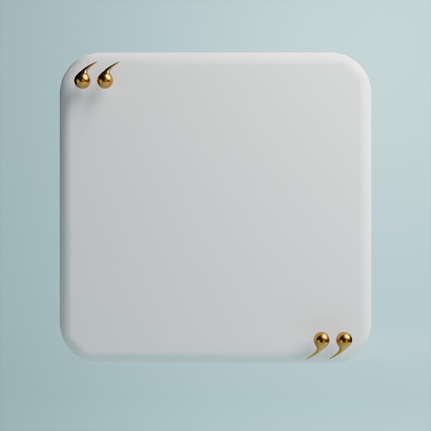 3d chat bubble minimal social media quote 3d render simple white and golden on blue background