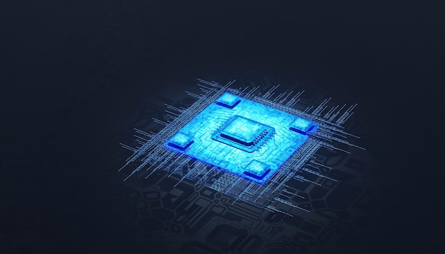 3d Chip Processor Scene