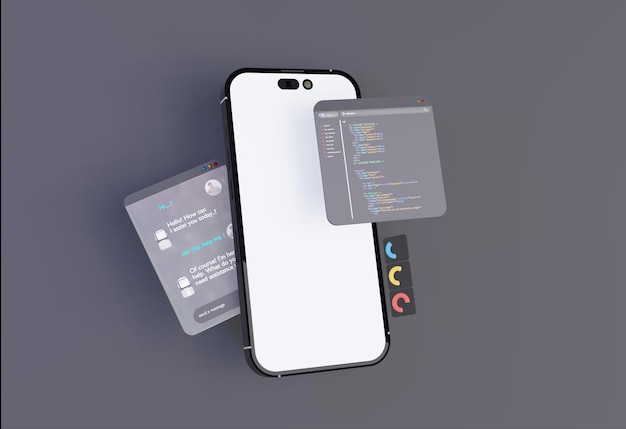 3D computer AI Robot Chatbot Web UIUX SOFTWARE programming algorithms 3D rendering illustration