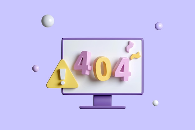 3d computer desktop showing alert error 404 text not accept not success concept 3d render