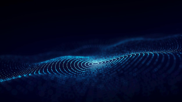 3D digital circular dynamic wave Technology smart wave Seamless flow digital structure Cyber technology background 3D rendering