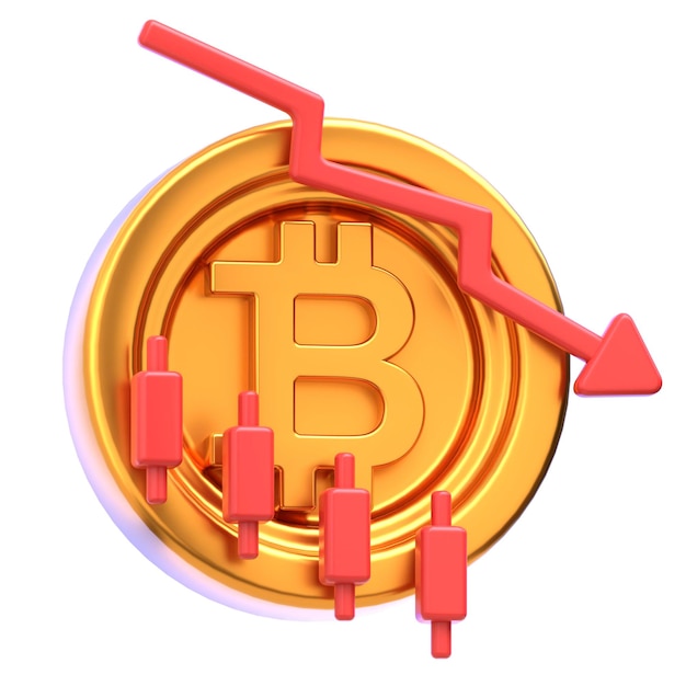 3d icon Bitcoin Bear Market 3d illustration 3d element 3d rendering Graphic Elements design