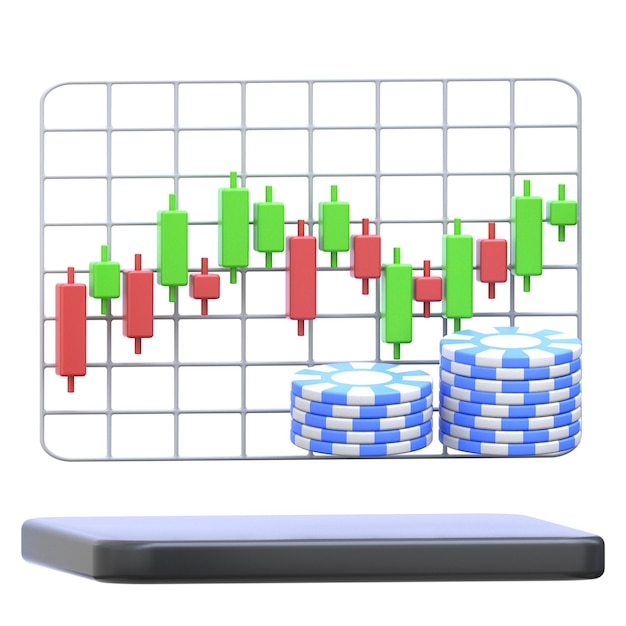 3d icon blue chip stock 3d illustration 3d element 3d rendering graphic elements design element