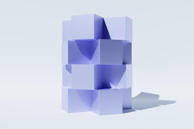 3D illustration blue illusion isometric abstract shapes colorful shapes intertwined