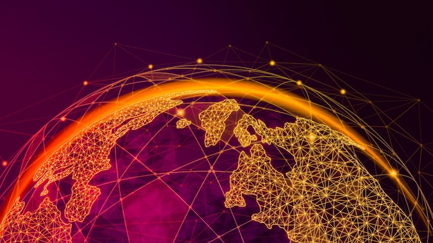3D illustration global modern creative communication and internet network map