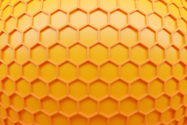 3d illustration of a yellow honeycomb monochrome