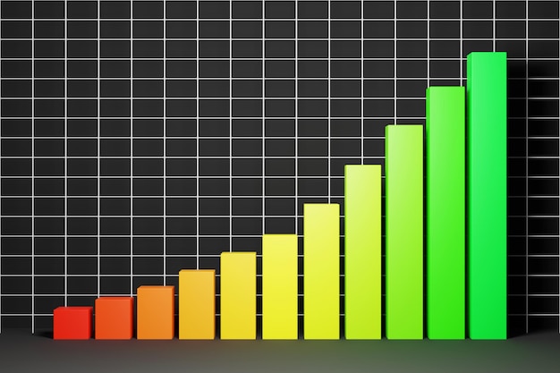 3d illustration of colorful bar graph for infographic for work graph presentation report step options web design
