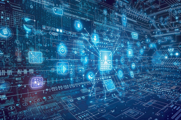 3D illustration of virtual network image