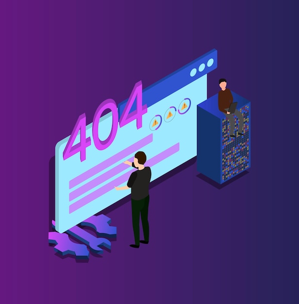 3d isometric illustration. IT Technical Support and Maintenance Services