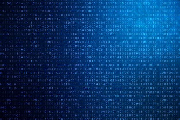 3D-kuvitus binäärikoodista sinisellä taustalla. Binäärikoodin tavuja. Käsiteteollisuus. Digitaalinen binääritausta.