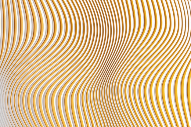 3D-kuvitus keltaisesta ja valkoisesta aallosta, luolasta. Muotokuvio. Teknologian geometria -tausta.