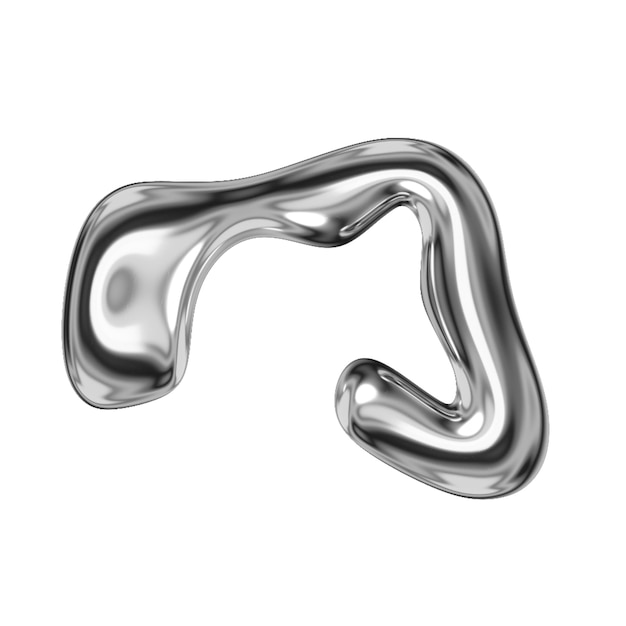 3D liquid metal shape png sticker abstract graphic transparent background