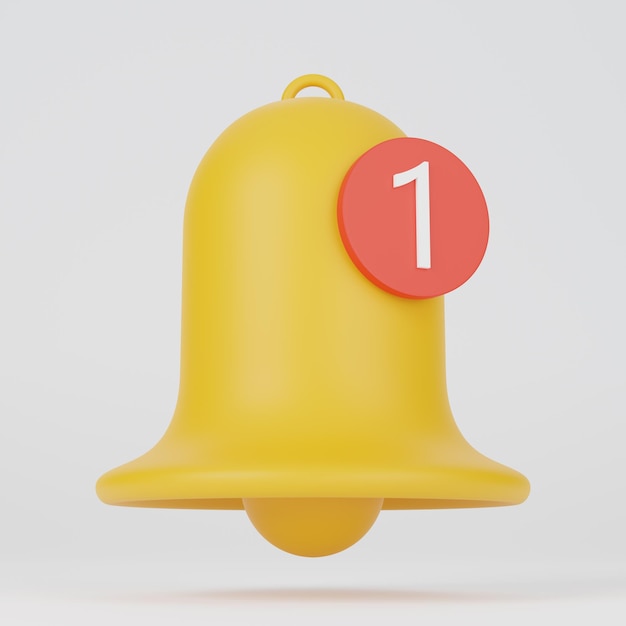 3D notification bell 3D render