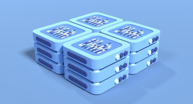 3D-palvelinkuvake Tietokonepalvelimen 3d-renderöity kuvake Pilvipalvelu 3d-renderöity kuvitus