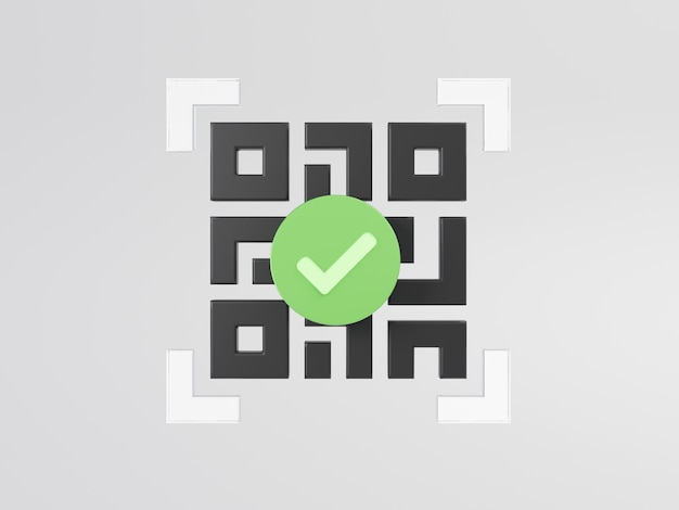 3D QR code scanning concept Scanning payment verification Online shopping payment