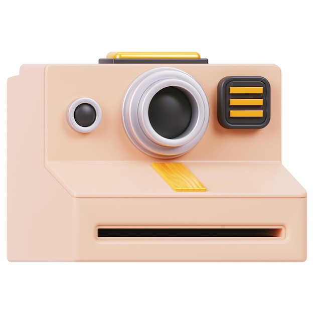 3D Render of a Pink Retro Instant Camera